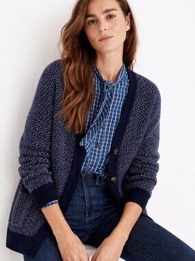 Madewell Bird's Eye Maysfield Cardigan Size S
